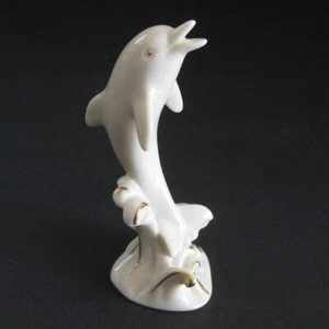 Figura Lenox Dolphin Riding Wave detalles dorados 4 pulgadas pequeña - Imagen 1 de 7