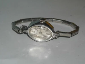 vintage 1/20 10K white gold filled band Elgin starlite 17 jewel wristwatch works - Picture 1 of 4