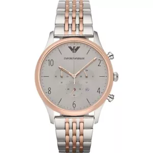 Emporio Armani Mens Classic Chronograph Steel and Rose Gold Watch AR1864 - Picture 1 of 3