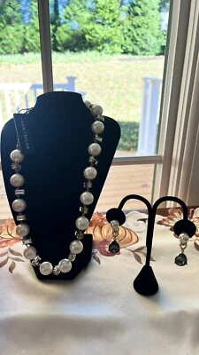 Nuevo con etiquetas Conjunto de Pendientes Collar Oro Perla Grande ANN TAYLOR De Colección Foto 1 de 4