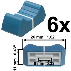 Sifam 6x FADER KNOBs CAP BLUE fit 8mm slider potentiometer replacement pot - Picture 1 of 5