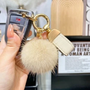 Echt Nerz Pelz Bommel Ball Taschenanhänger Schlüsselanhänger Tasche Handtasche Handy pelzig Anhänger Geschenk - Bild 1 von 13