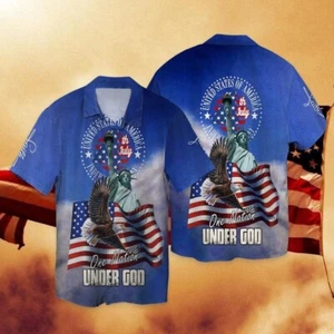 4Th Of July Independence Day One Nation Under God Hawaiian Shirt 4th Of July Ha - Picture 1 of 2