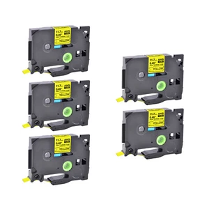Cinta de tubo termorretráctil 5PK compatible con Brother HSe-631 negro sobre amarillo 11,7 mm - Imagen 1 de 8