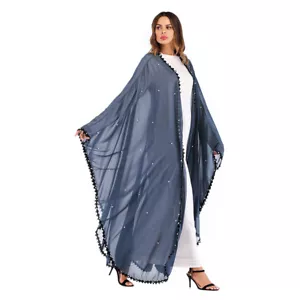 Islamic Women Open Cardigan Dubai Muslim Long Maxi Party Dress Loose Abaya Robe - Picture 1 of 18