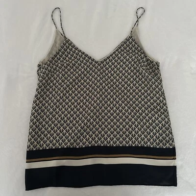 Top camisola H&M cuello en V talla 4 forrado azul marino patrón geométrico sin mangas Foto 1 de 3