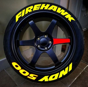 Tire Lettering for FIREHAWK INDY 500 permanent raised Stickers 16"-24" DECAL 1" - Picture 1 of 2
