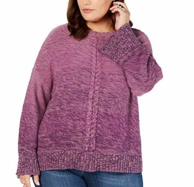 Suéter Style & Co para mujer Plus 2X oscuro jaspeado trenzado ribete frontal nuevo con etiquetas Foto 1 de 4