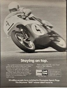 1973 Champion Spark Plug Print Ad Dick Mann AMA Daytona 200 BSA - Picture 1 of 1