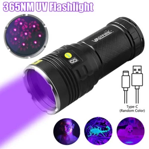 160W 365NM UV LED Flashlight Torch Rechargeable Black Light Mineral Inspect Lamp - Picture 1 of 19
