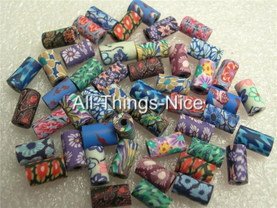 100 cuentas espaciadoras florales TUBO de arcilla FIMO de polímero de 10-12 mm hallazgos para hacer joyas Foto 1 de 1