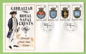 Gibraltar 1990 Naval Crests set on First Day Cover - Picture 1 of 1