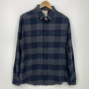 Barbour Long Sleeve Button Shirt Men's Size M Navy Blue Plaid Print Flannel - Picture 1 of 9