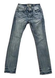 BKE Jeans Herren 28 dunkelblau Waschung Alec gerades Bein Schnalle Stretch Denim - Bild 1 von 7