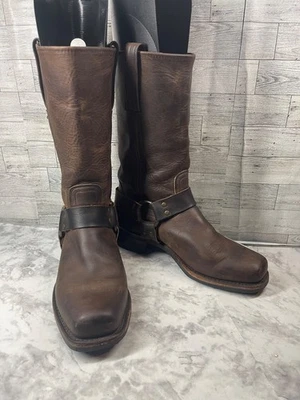 Frye Harness 12R Boots Women 9N Narrow Engineer Shoes Brown Leather Moto Biker - Image 1 of 4
