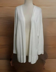 EILEEN FISHER WOMAN Linen/Cotton Open Front Long Cardigan - White 2X - Picture 1 of 7