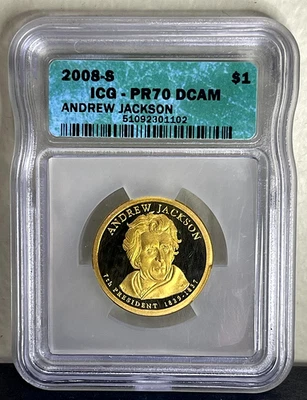 2008-S Proof Andrew Jackson Dollar ICG PR70DCAM - Image 1 of 2