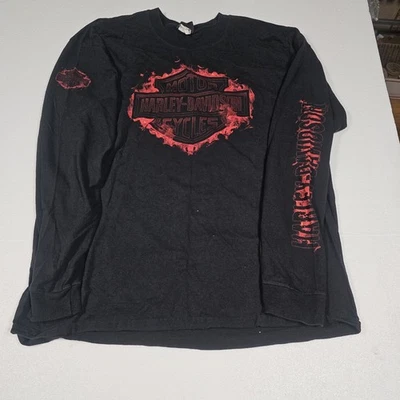 Harley Davidson Long Sleeve T Shirt Classic Logo Spell Out Gillette WY  Size 2XL - Image 1 of 4