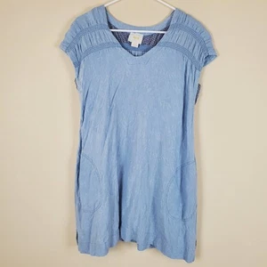 Vestido Maeve Anthropologie Azul Bordado Guaze Arrugado Sobre la Rodilla Talla XS - Imagen 1 de 10