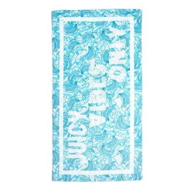 JUICY COUTURE Juicy Vibes Only Beach/Bath Towel BLUE WHITE 36x68 NWT - Image 1 of 3