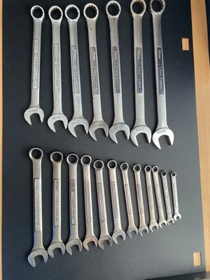 Juego de llaves combinadas vintage Craftsman 19 piezas SAE 12pt 8-26 mm EE. UU. Foto 1 de 4