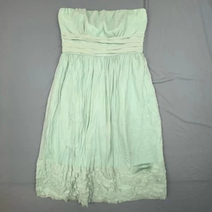 J.Crew Strapless Silk Dress 4P Seafoam Green Midi Ruffle Hem Wedding Guest - Picture 1 of 7