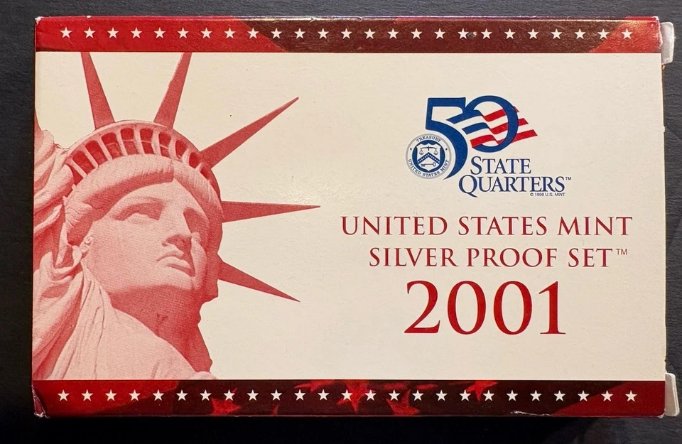 2001-S United States Mint Silver Proof 10 Coin Set w/ COA & Original Box - Image 1 of 4