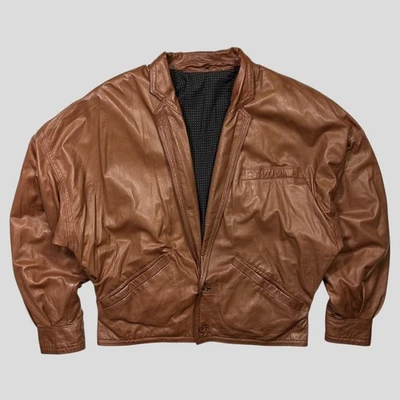 Gianni Versace 80’s Leather Kimono Open Bomber Jacket - L - Image 1 of 4