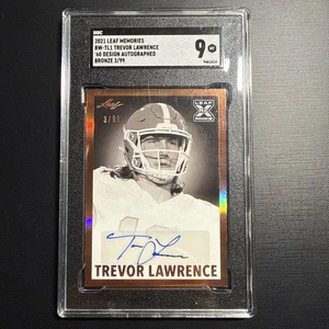 2021 Leaf Memories '60 Autographs Bronze BWTL1 Trevor Lawrence SN 3/99 SGC 9 MT - Bild 1 von 4