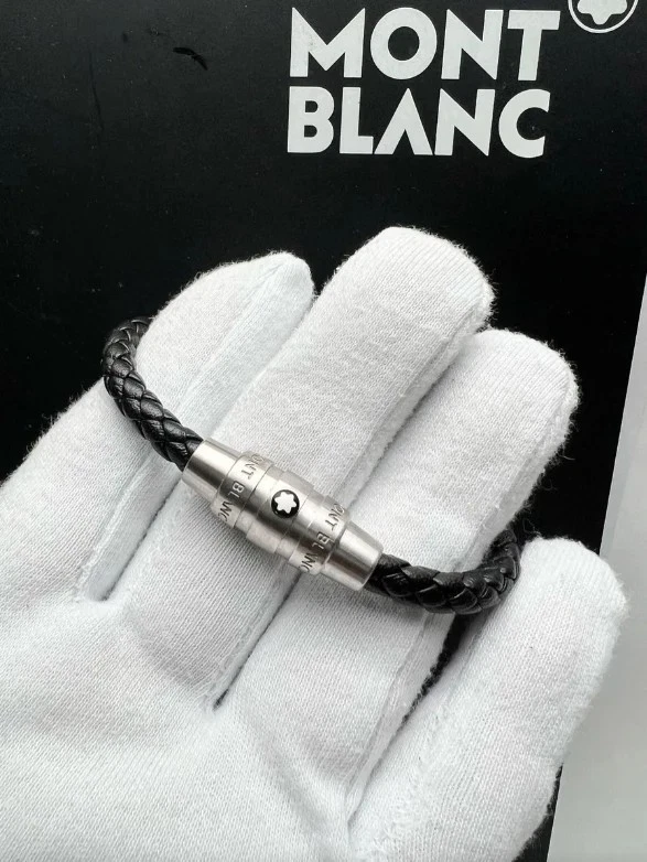 Montblanc Meisterstück Bracelet Men Leather Silver Stainless Steel 21cm-Full Box - Image 1 of 4
