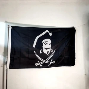 Pirate Flag Skull 90x150cm Outdoor Decor Polyester Black White Banner - Captainm - Picture 1 of 6
