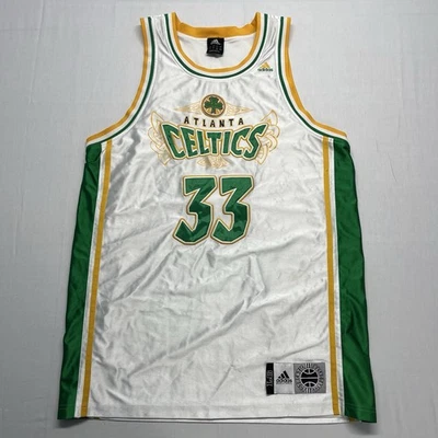 Y2K 阿迪达斯亚特兰大凯尔特人队 NBA 篮球 33 球衣男式 L 码 — 第 1/4 张图片
