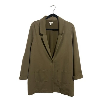 Garnet Hill Knit Relaxed Blazer Jacket Women’s 12 Capers Heather Green - Image 1 of 4