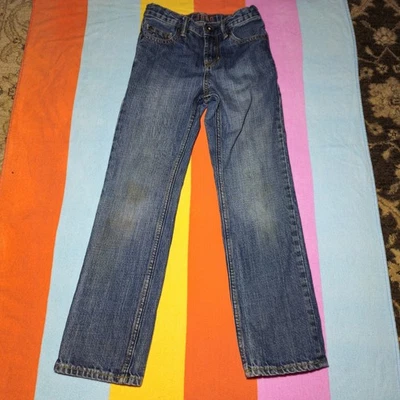 Pantalones de mezclilla azules Gap para niños, talla 10 ajustados con tirantes ajustables en la cintura Foto 1 de 3