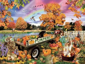 Rompecabezas de otoño parche de calabaza de acre trasero 500 piezas de SunsOut ecológico - Imagen 1 de 3