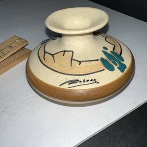Clay Pot Vase Artist Signed Rodoug Saguaro Cactus Southwest Dessert 3" tall - Picture 1 of 12