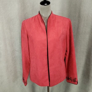 Chaqueta Blazer Coldwater Creek Mujer 12 Rosa Cuentas Imitación Gamuza Frente Abierto - Imagen 1 de 10