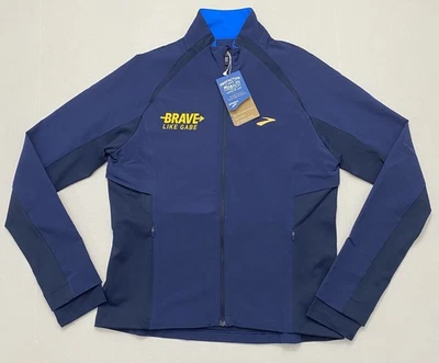 Brooks Women's Fusion Hybrid Jacket Sz  Medium Navy Blue Bolt Brave Like Gabe - Image 1 of 4
