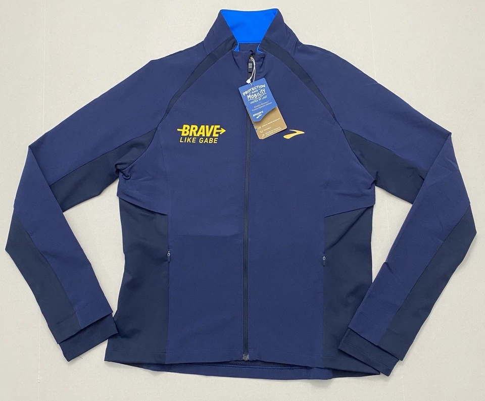 Jaqueta híbrida Brooks feminina Fusion tamanho médio azul marinho parafuso corajoso como Gabe - Imagem 1 de 4