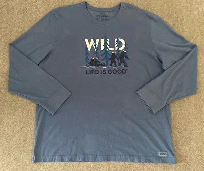 Life is Good Men’s XXL Blue Bigfoot Christmas Crusher Long Sleeve Tee EUC - Image 1 of 4