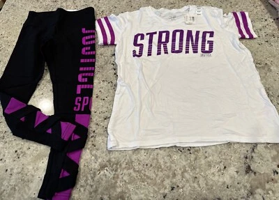 Nuevo con etiquetas Camiseta de fútbol Justice Positive Message y legging de celosía deportiva ~ talla ~ 6/7 Foto 1 de 4
