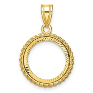 Gold Coin Bezel Pendant Mounting in 14K Yellow Gold - 14mm - 32.7mm Coin Size - Picture 1 of 35