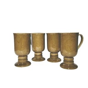 Set of 4 Vintage Pedestal Mugs, Avocado Green, Japan - Picture 1 of 5