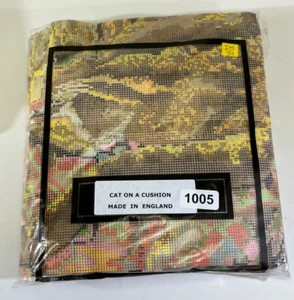 VTG Ehrman Kaffe Fassett Cat On A Cushion Front Tapestry Kit Charity 1005-DS31 - Picture 1 of 2