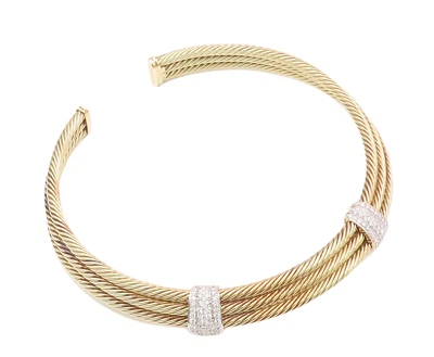 Collar DAVID YURMAN ORO 14K Vintage 1 quilate diamantes reales cuerdas retorcidas GN081 Foto 1 de 4