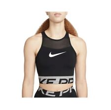 Nike Women's Pro GRX Cropped Graphic Training Shirt DM7689-010 Black Size Medium