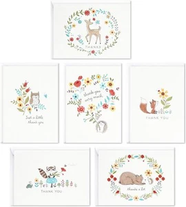 Hallmark Baby Shower Thank You Cards Assortment, Woodland Animals (48 Cards...  - Picture 1 of 7