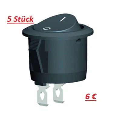 ✅ KFZ Kippschalter Wippschalter Schwarz Rund EIN/AUS 2 PIN AC 230V 12V 10A Ø20mm - Bild 1 von 4
