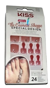 KISS Special Design Pink Glittery Glue-On Pedicure Toenails New x 1 Pack - Picture 1 of 2