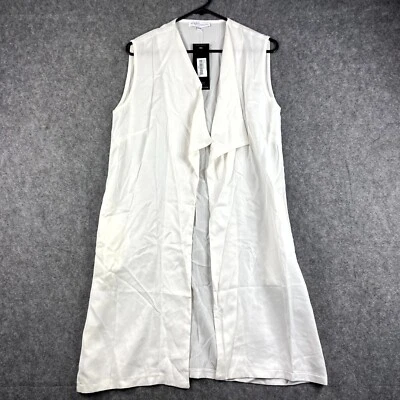 Vigorella Womens Vest Medium White Sleeveless Lightweight Pockets Tencel NWT - Image 1 of 4